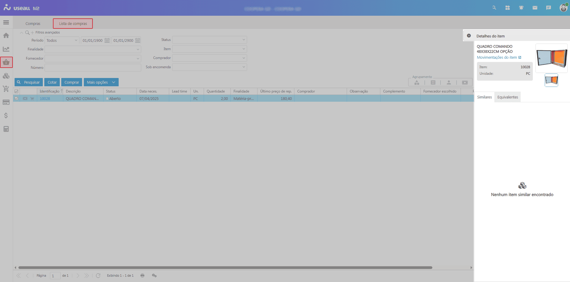 Painel - Detalhes do item