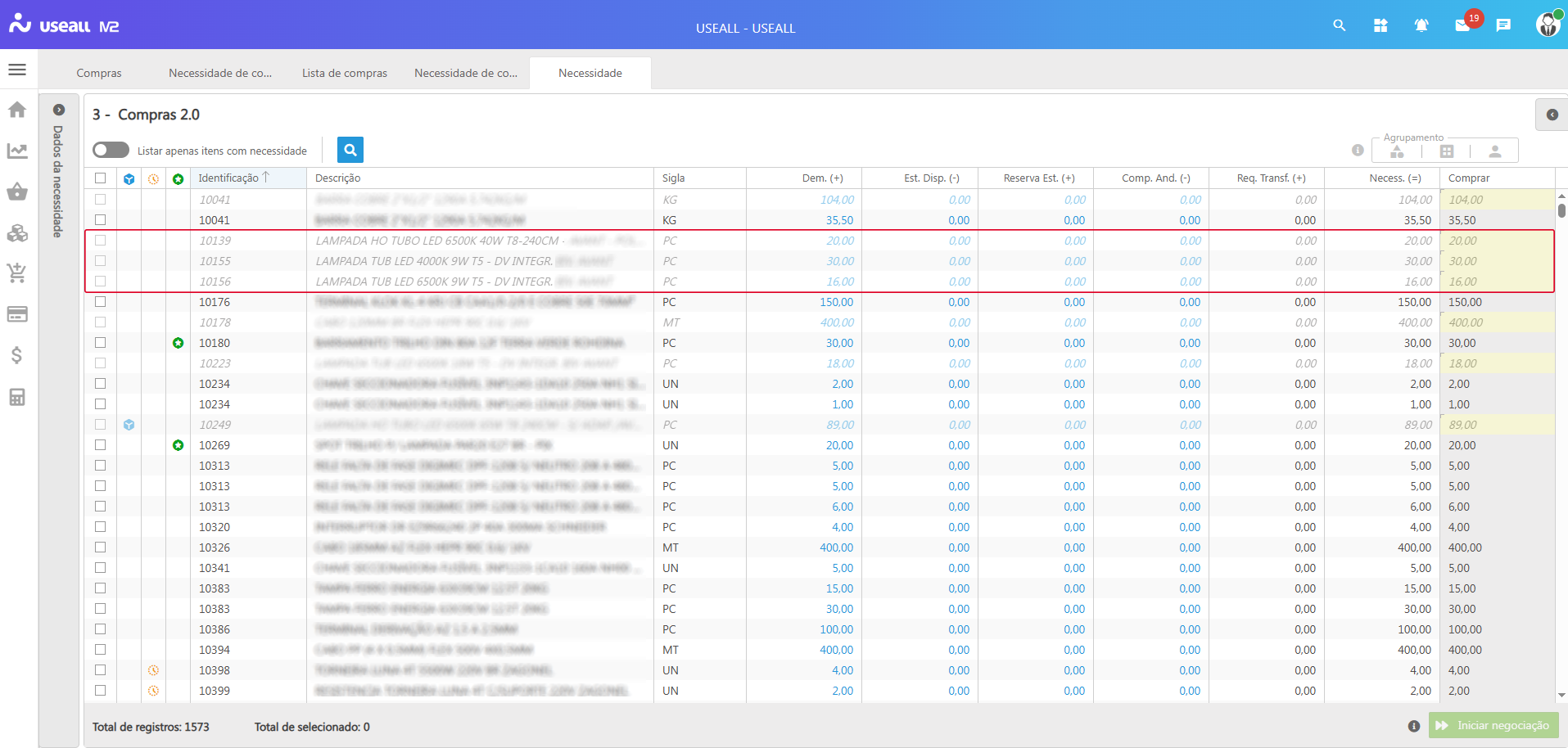 Grid de informações - italico