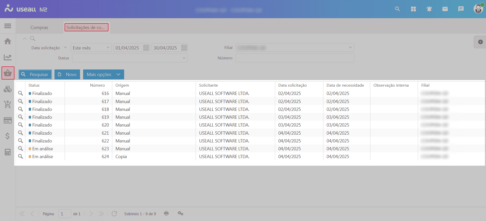 Grid tela de consultas