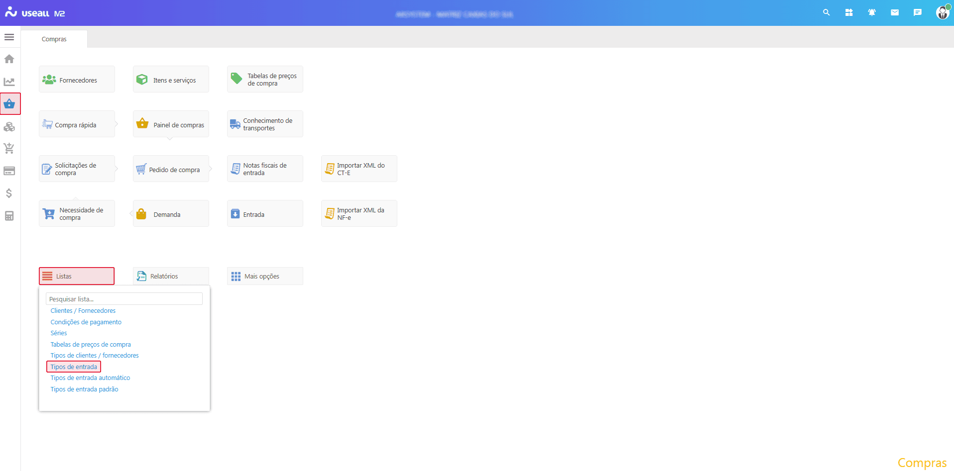 Acesso Tipos de entrada