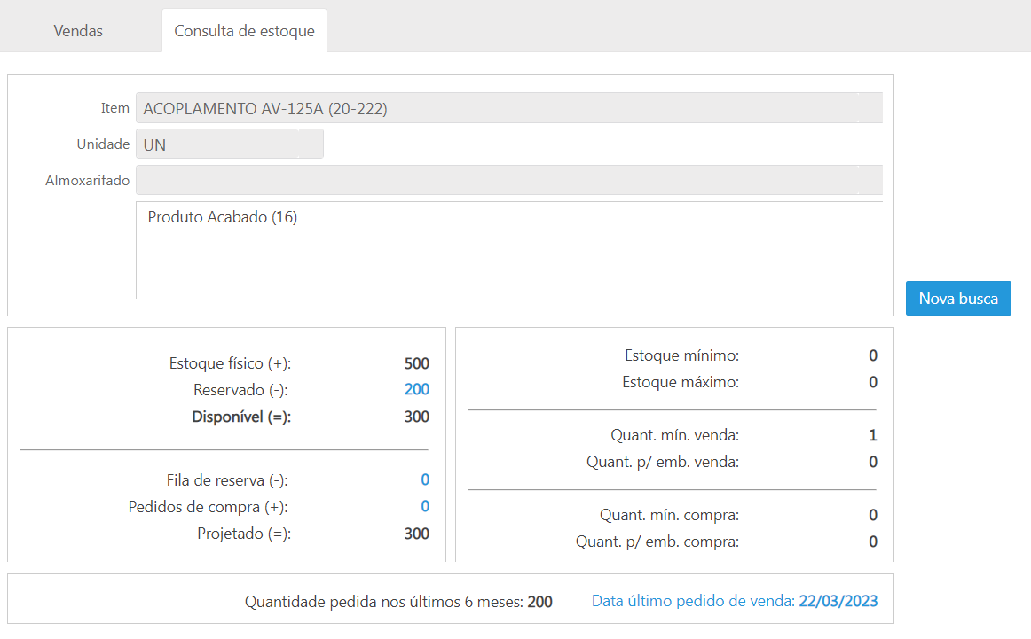 Consulta de estoque