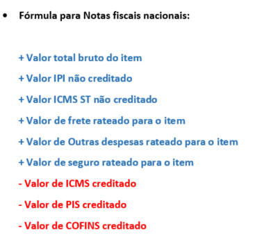 Exemplo 03: Fórmula para Notas fiscais nacionais