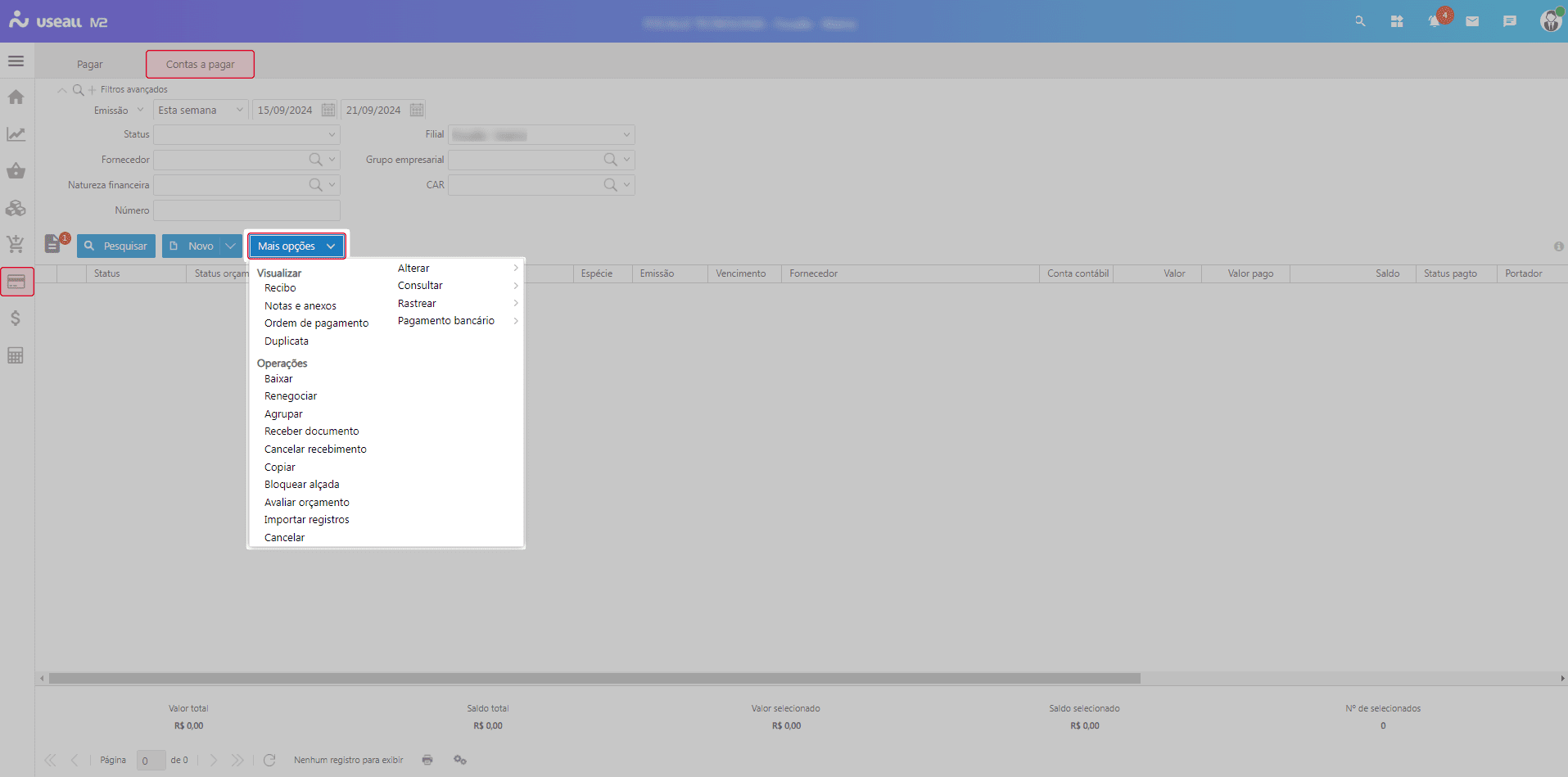 Botão Mais opções