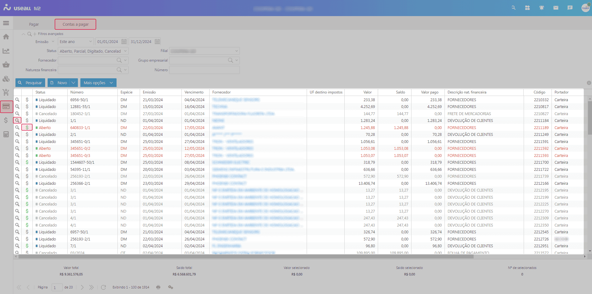 Grid de informações