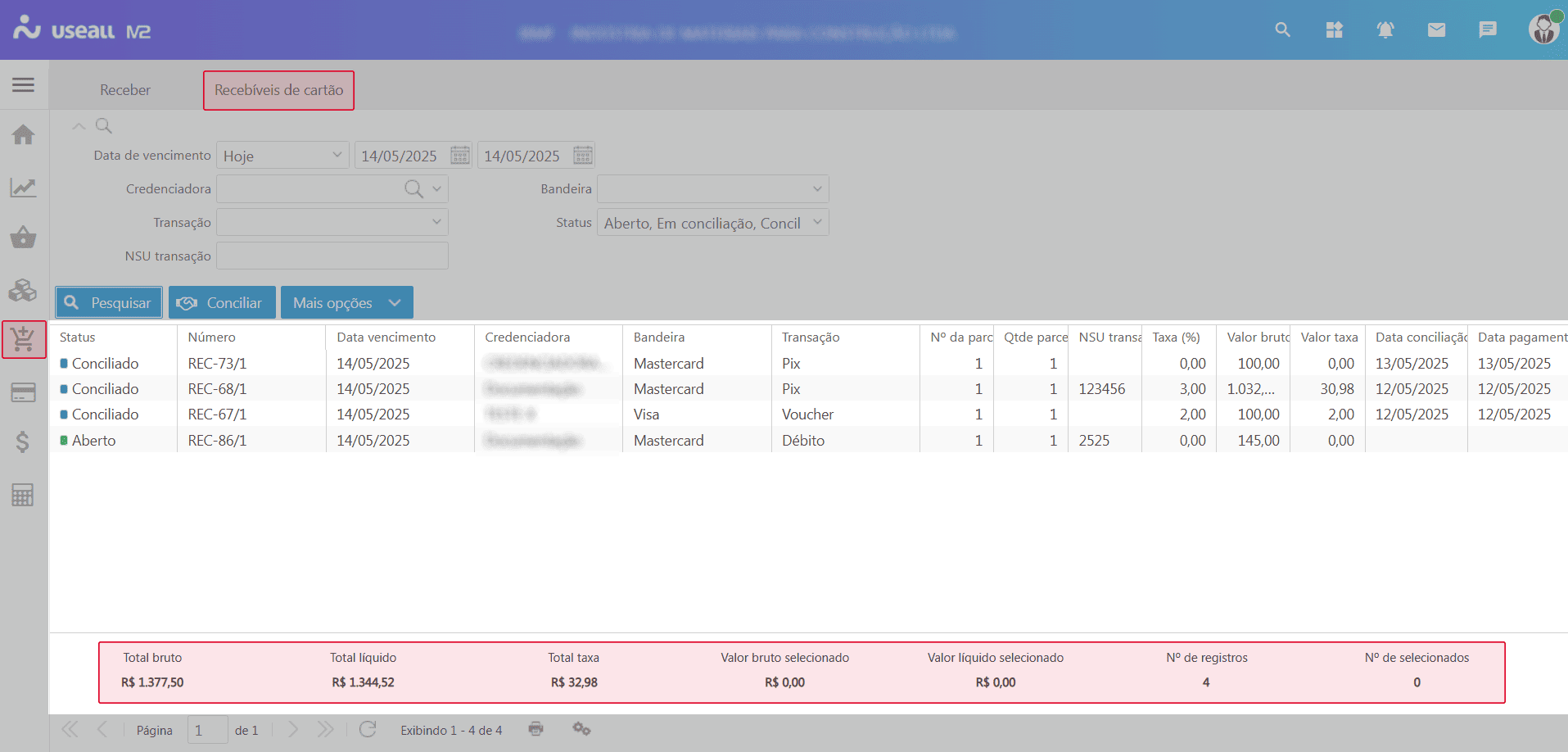 Grid de informações