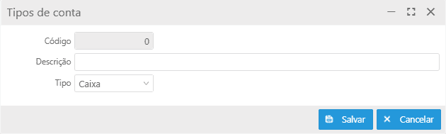 Tela - Tipos de Contas