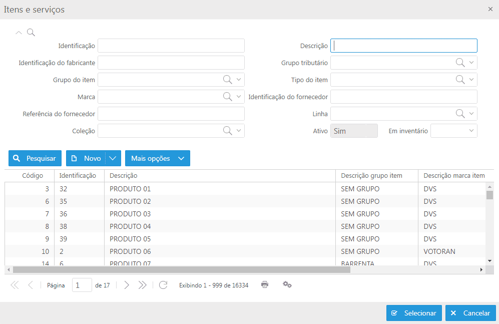 Adicionando os itens